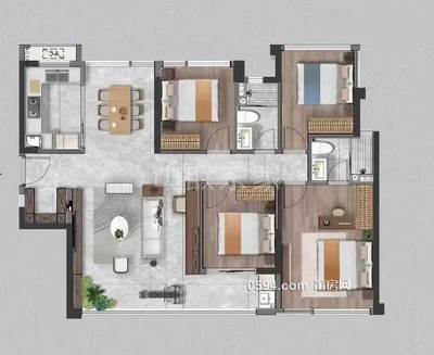保利建發(fā)棠頌和府 4室2廳2衛(wèi) 130平 196萬-莆田二手房