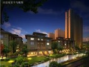 K河道夜景半鳥(niǎo)瞰圖