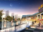 R商業(yè)廣場(chǎng)噴水夜景透視圖